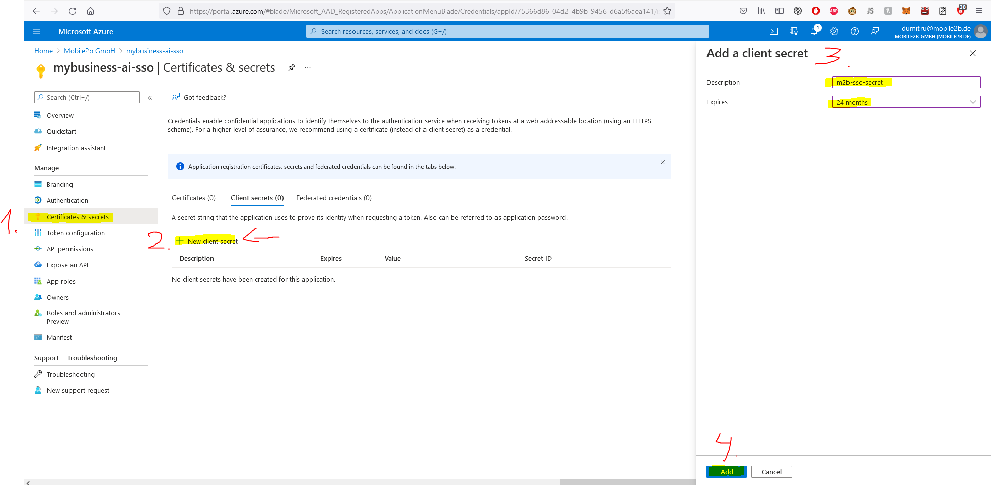 Azure AD SSO Step 5