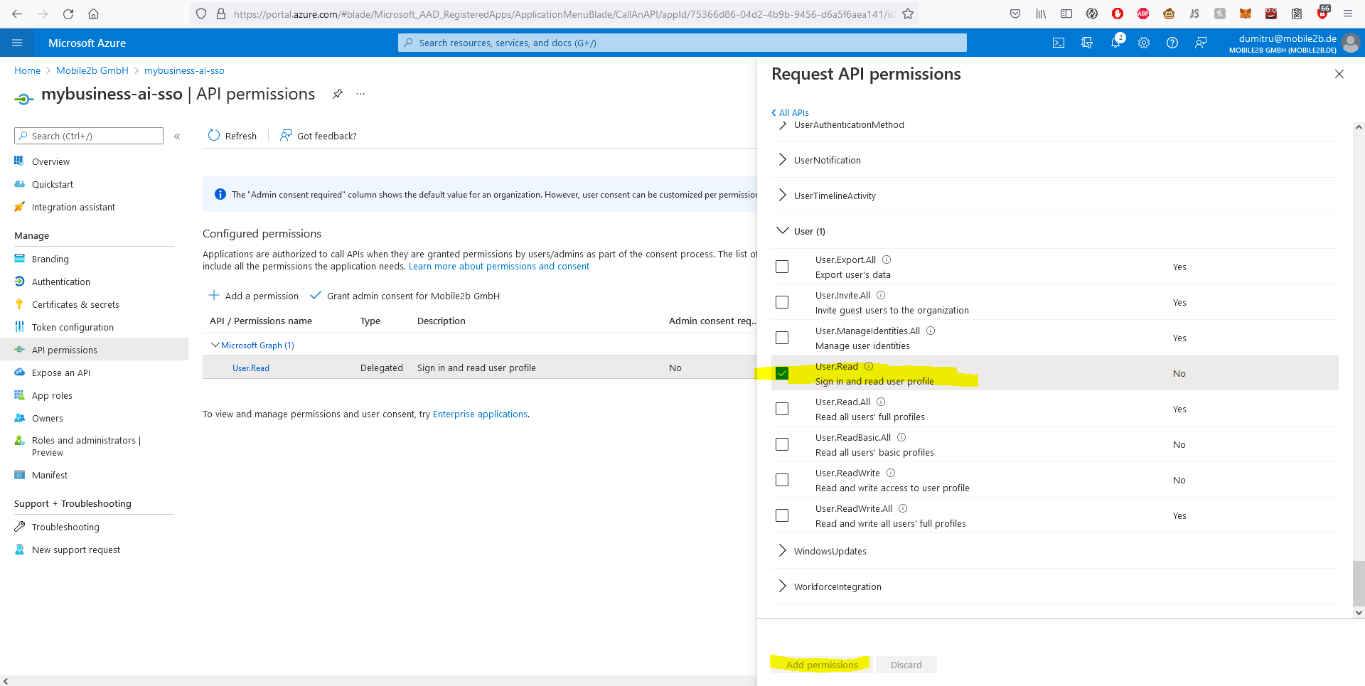 Azure AD SSO Step 10