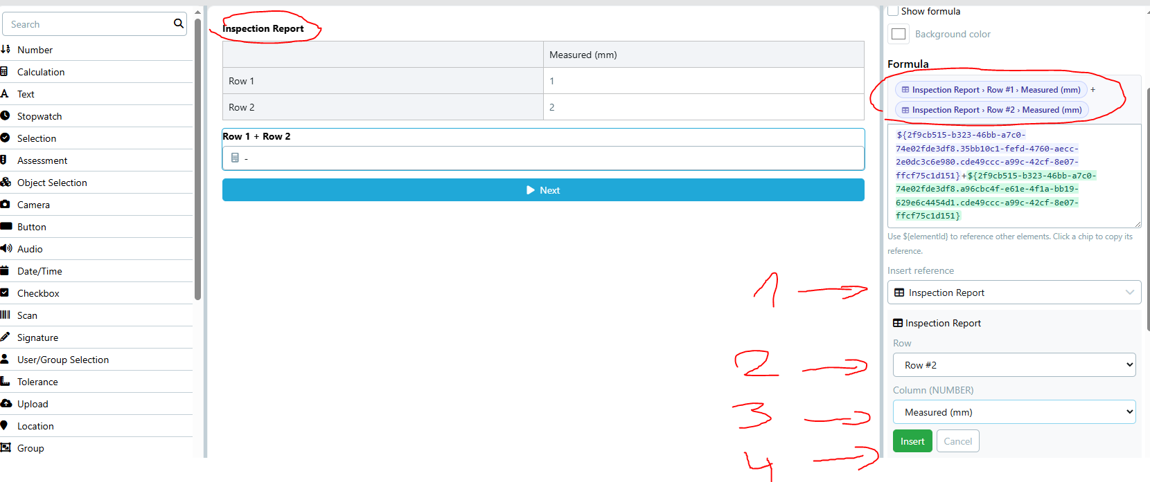 Inserting a fixed row cell reference into a Calculation formula