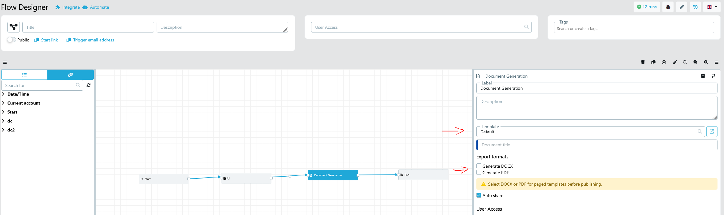Paged mode setting in the Template Designer