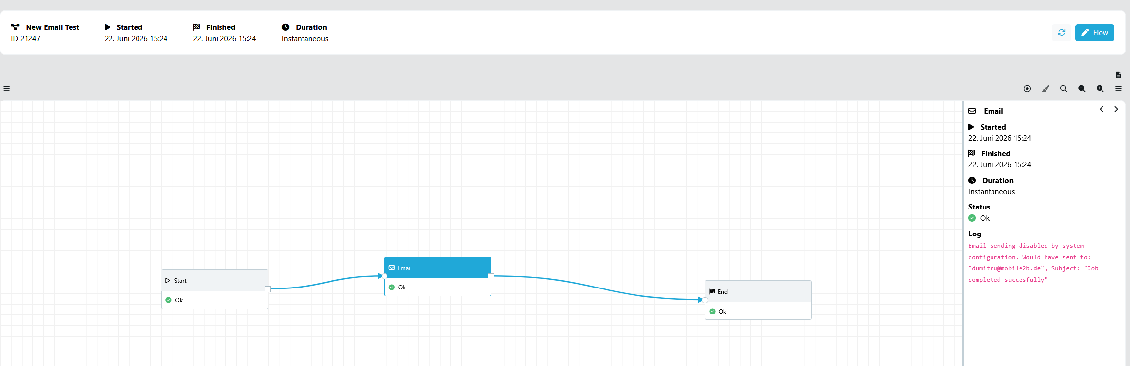 Email Node sending