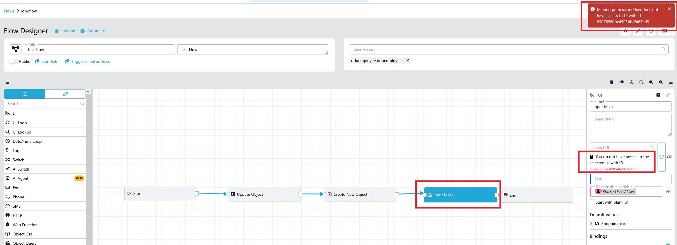 Flow Designer No Access