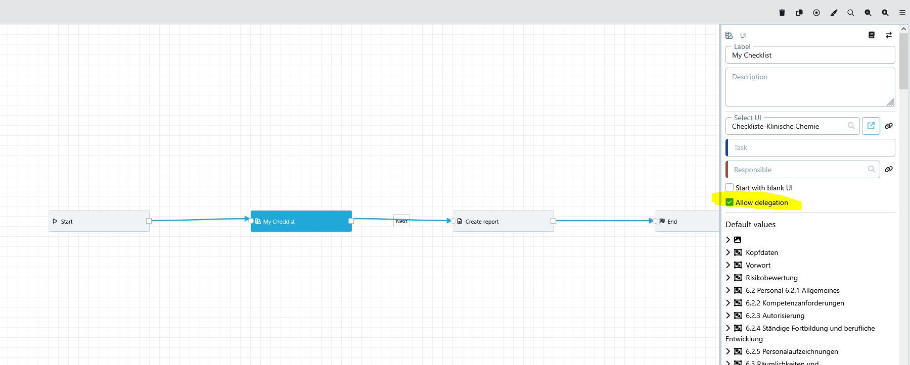 Allow delegation in the UI node