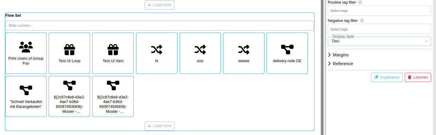 Flow Selection element using Tiles display style